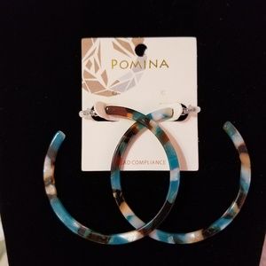 Acrylic earrings multi colored tortoiseshell hoops
